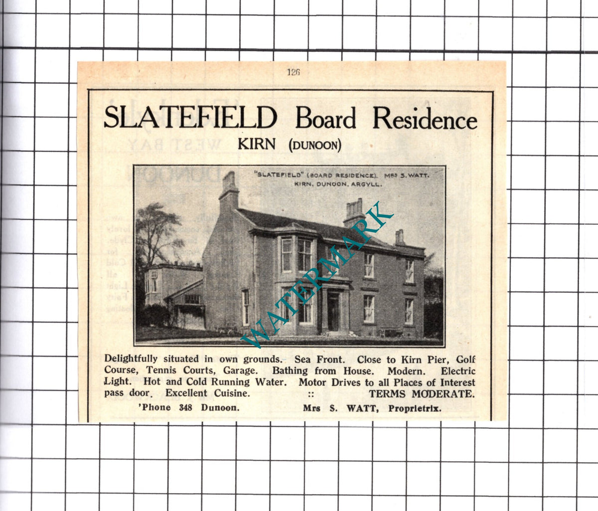 Edenkyle West Bay Dunoon Blackwood / Slatefield Kirn Small Advert-1939 Cutting