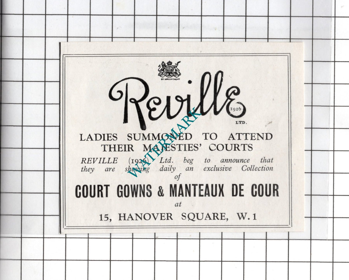 Reville Ltd 15 Hanover Square London W1 Small Advert - 1927 Clipping
