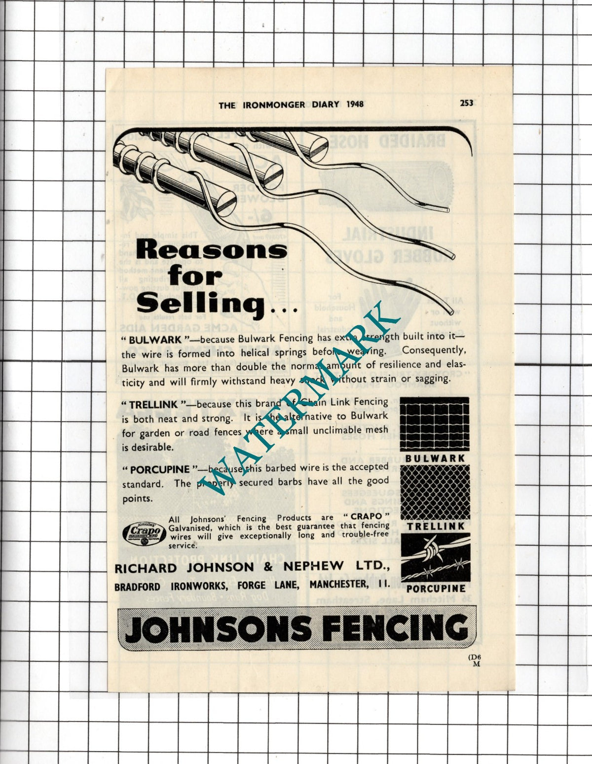 Richard Johnson & Nephew Ltd Bradford Ironworks Manchester - 1948 Small Advert