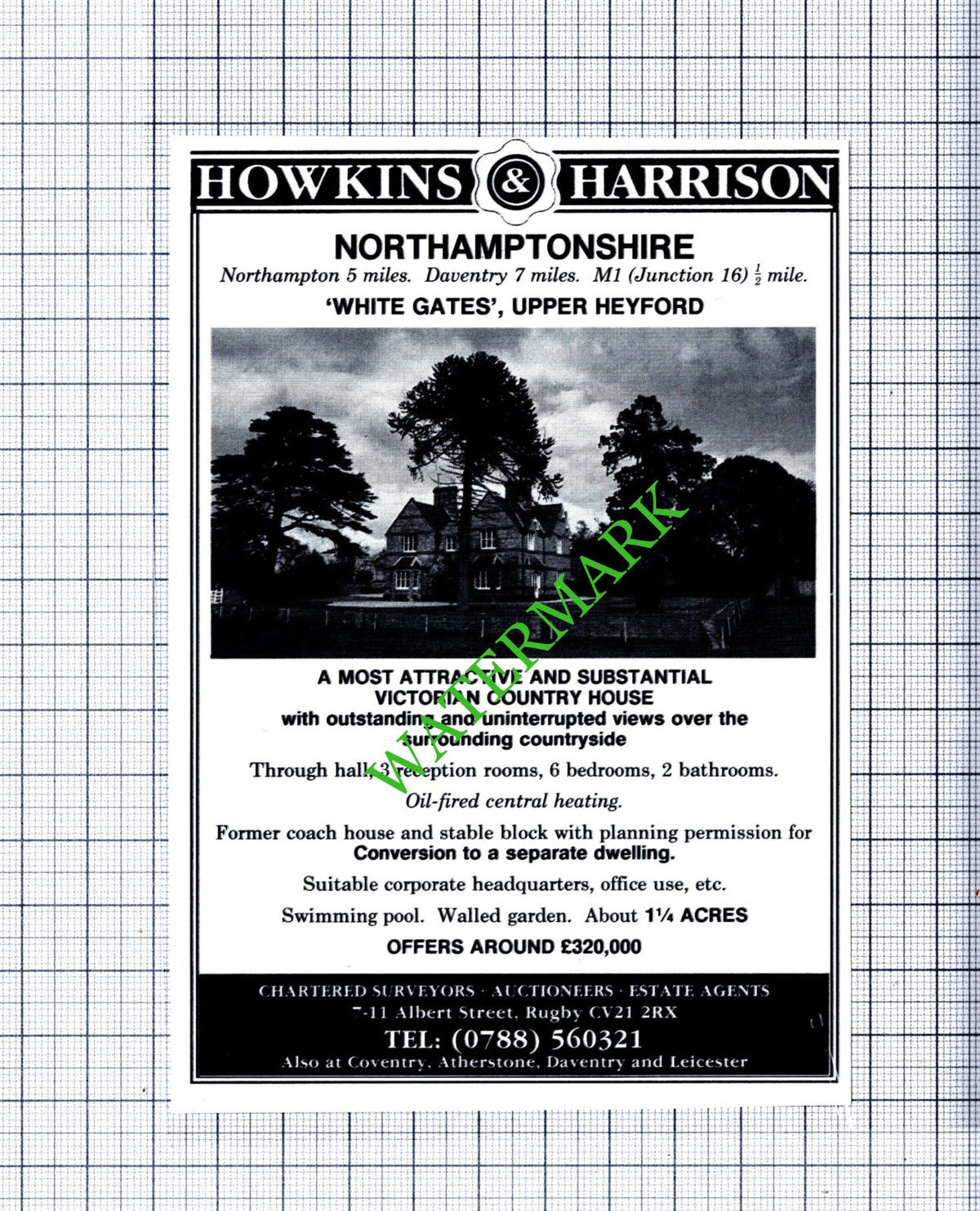 White Gates Upper Heyford Northamptonshire House Sale Advert - 1991 Cutting