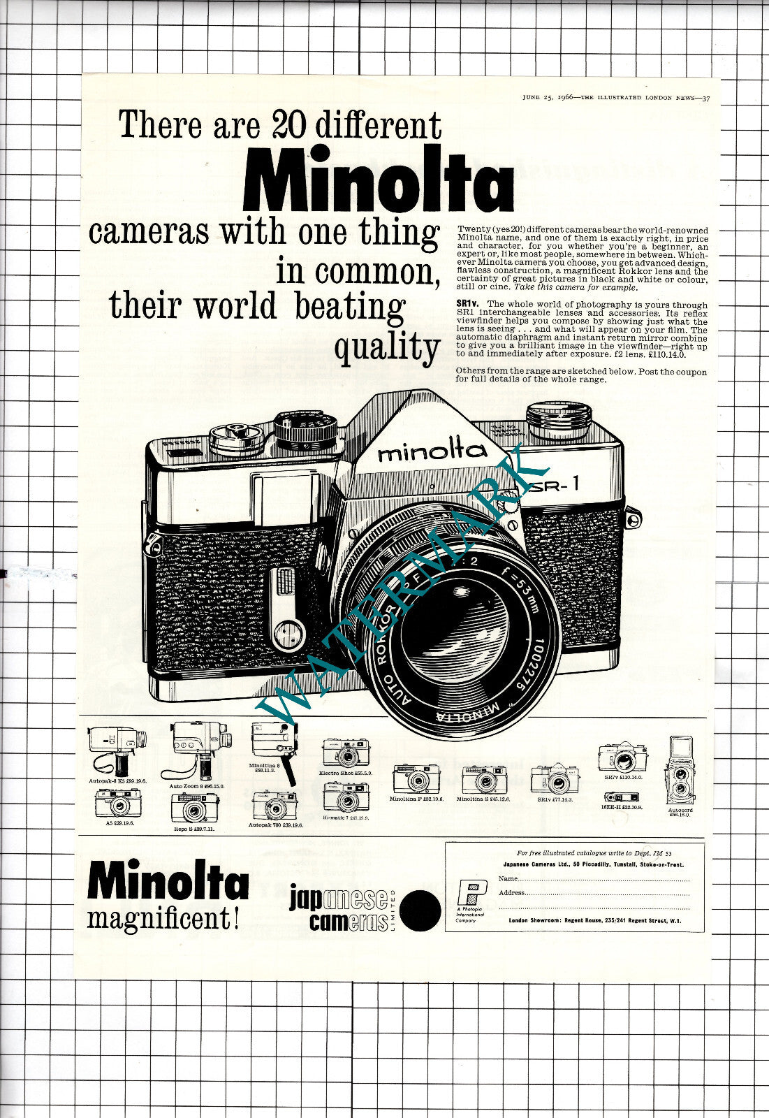 ADVERT ONLY! Minolta Camera SR1 - 1966 ADVERT