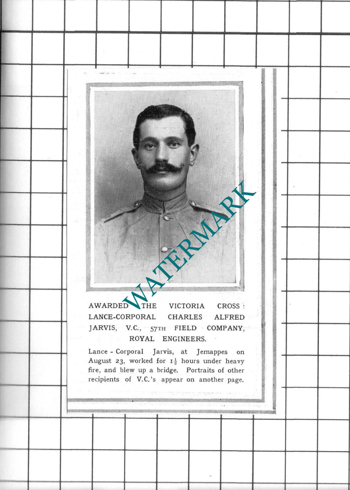 Lance Corporal Charles Alfred Jarvis Royal Engineers WW1 - 1914 Small Clipping
