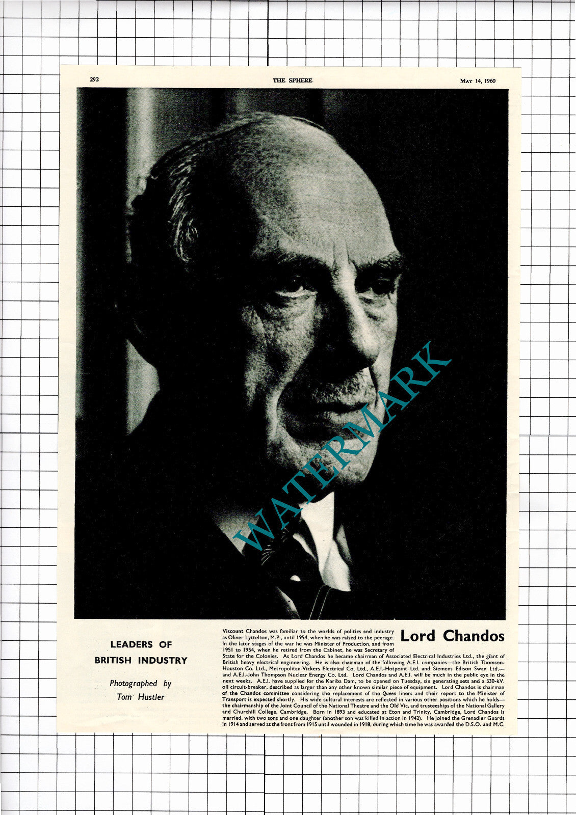 Lord Chandos Viscount Chandos - 1960 Clipping / Print