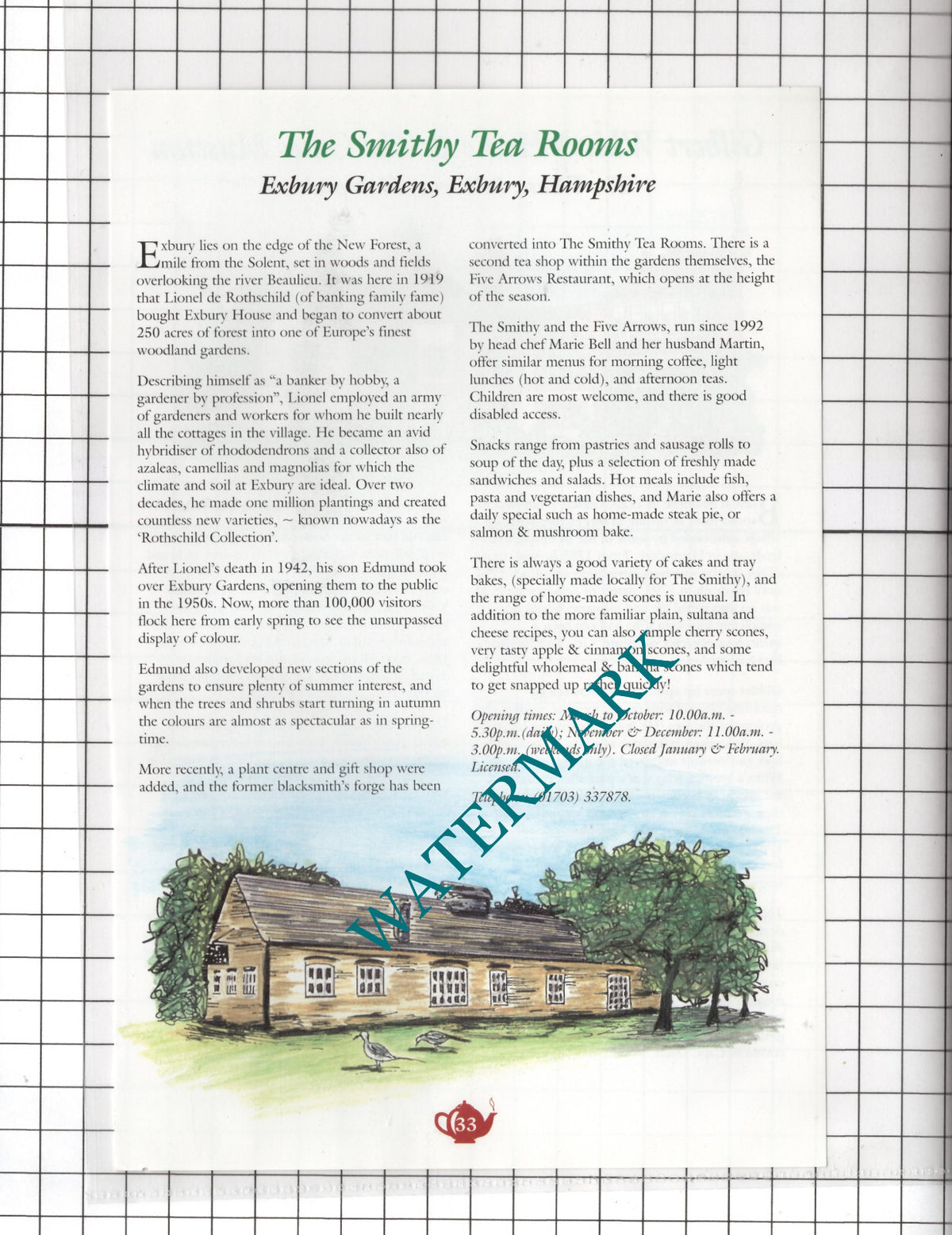 Gilbert White Selborne Hampshire / Smithy Tea Rooms Exbury - c.2001 Advert