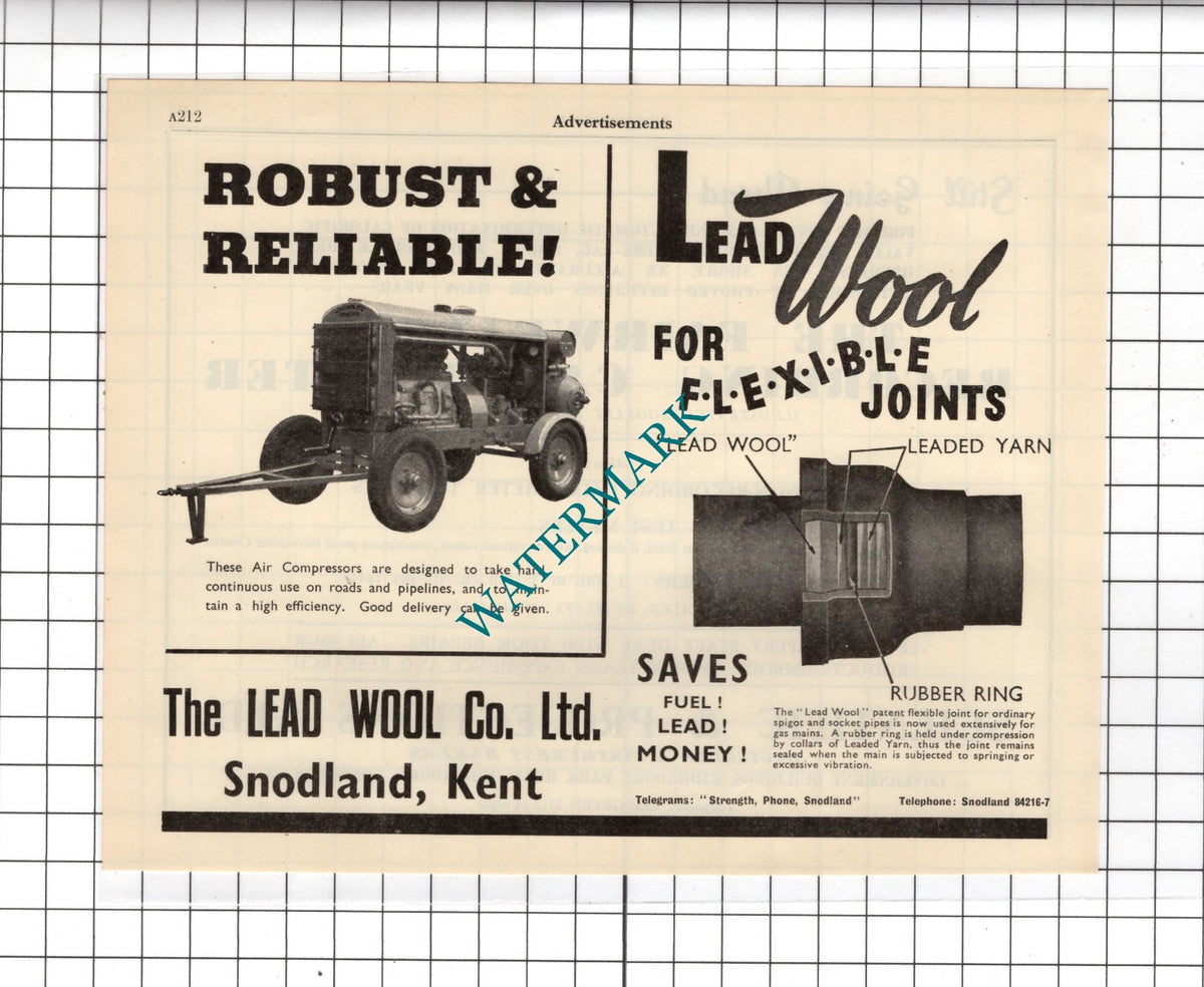 The Lead Wool Co Ltd Snodland Kent - 1951 Advert
