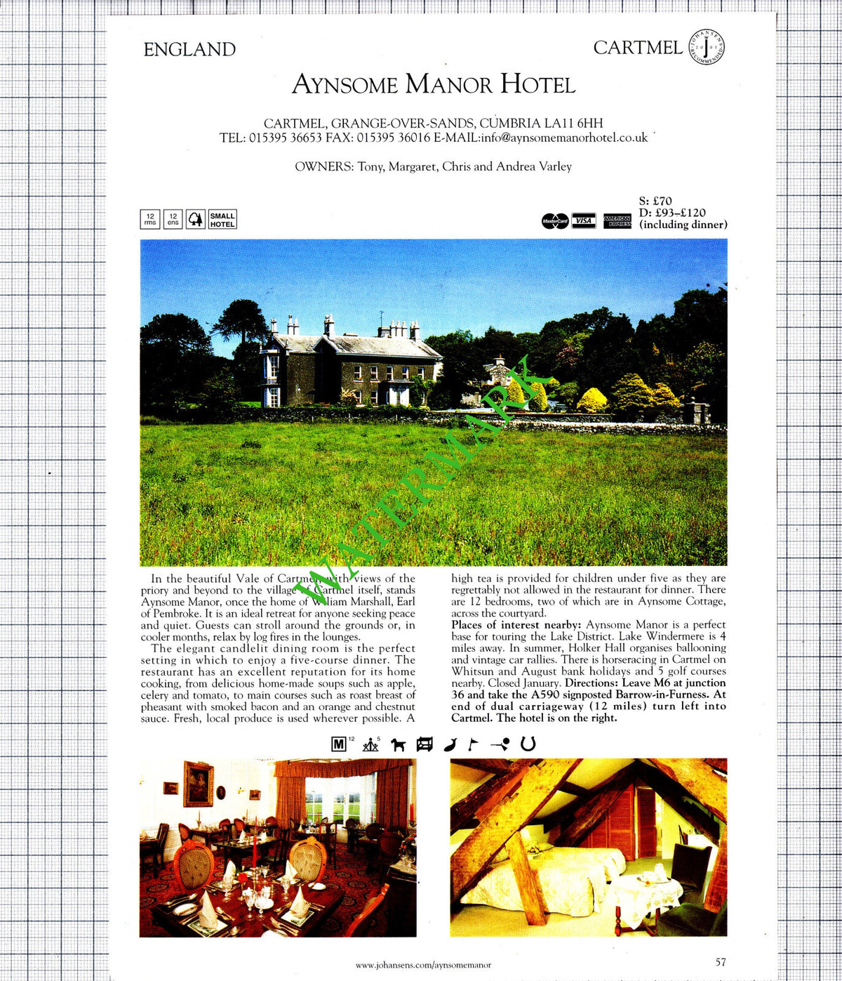 Daneswood House Hotel Shipham / Aynsome Manor Cartmel Varley -2001 Cutting
