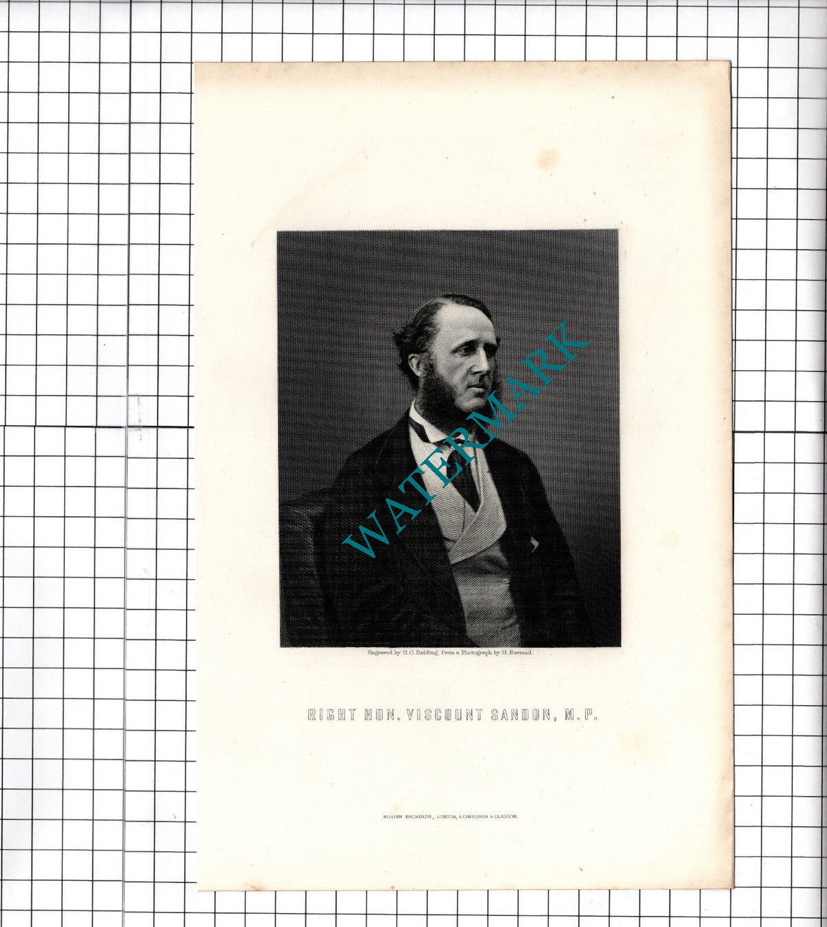 The Right Hon Viscount Sandon MP - c.1881 Print