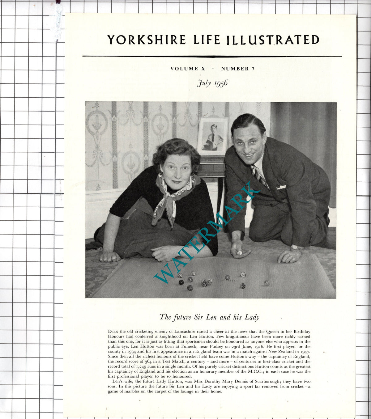 Sir Len Hutton Cricketer - 1956 Clipping