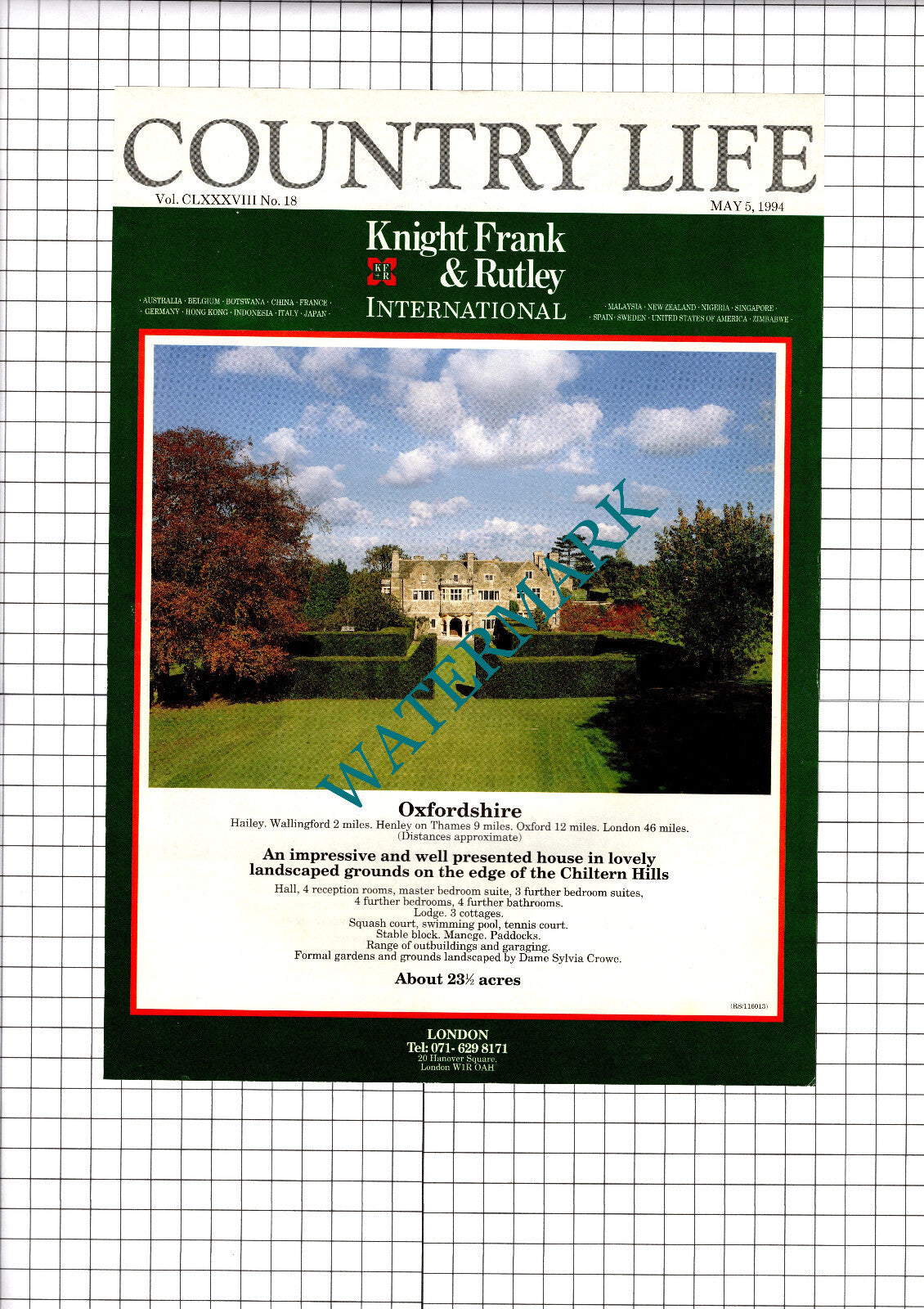 Hailey Oxfordshire House Sale Advert - 1994 Clipping / Print