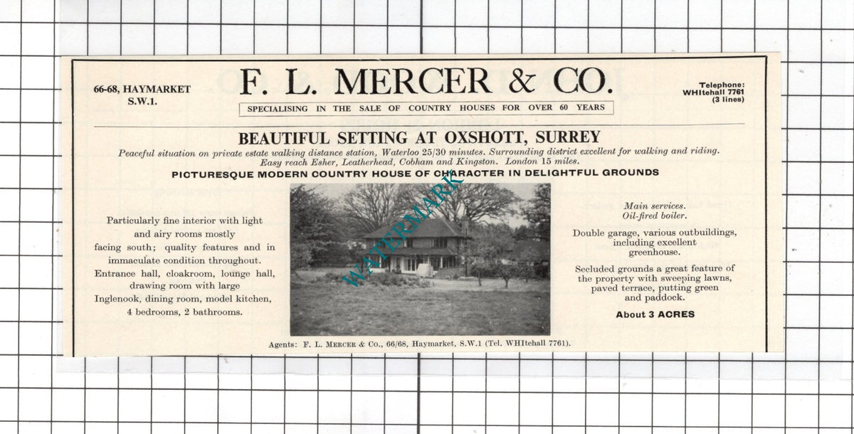 Oxshott Surrey - 1967 Sale Advert