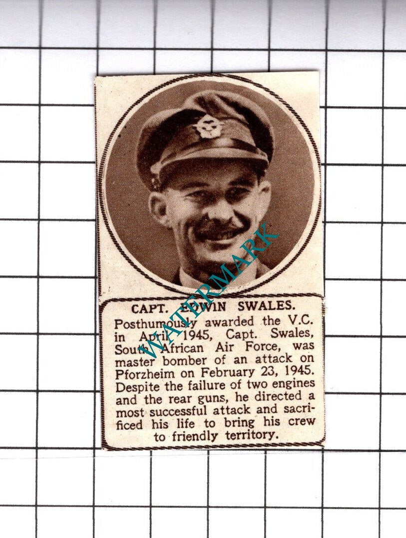 Captain Edwin Swales South African Air Force WW2 - 1945 SMALL Cutting