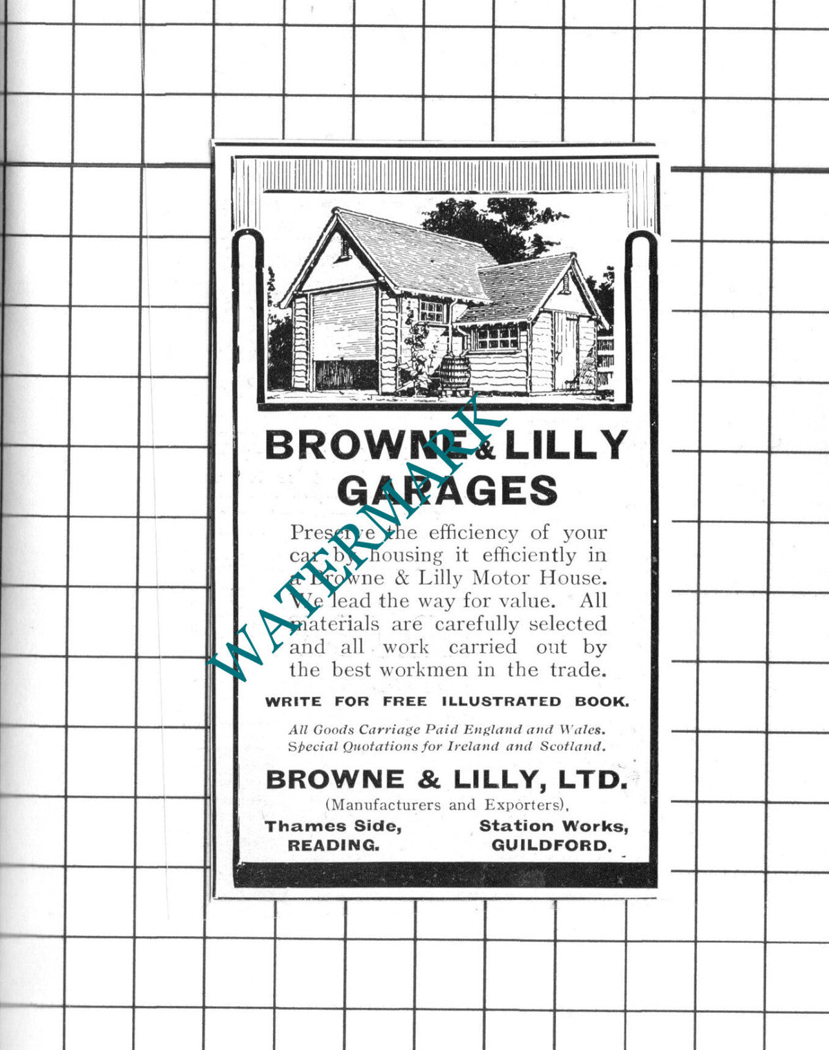 Browne & Lilly Ltd Garages Advert - 1914 SMALL Clipping