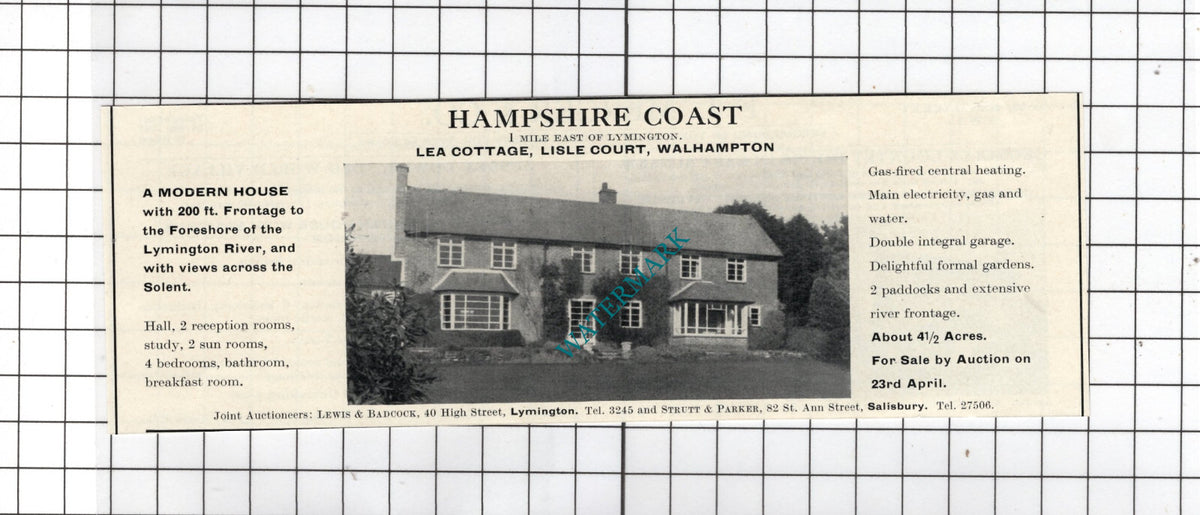 Lea Cottage Lisle Court Walhampton Hampshire - 1969 House Sale Advert