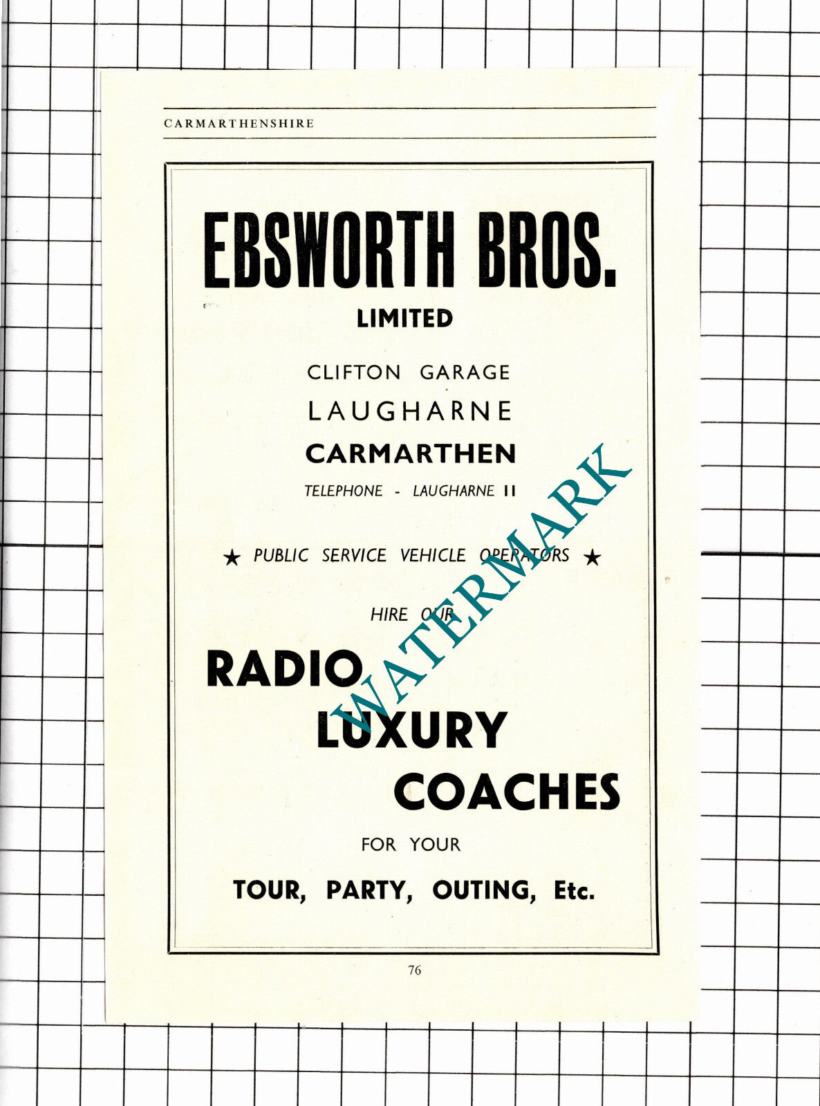 Ebsworth Bros Ltd Clifton Garage Laugharne Carmarthen Advert - 1953 Clipping