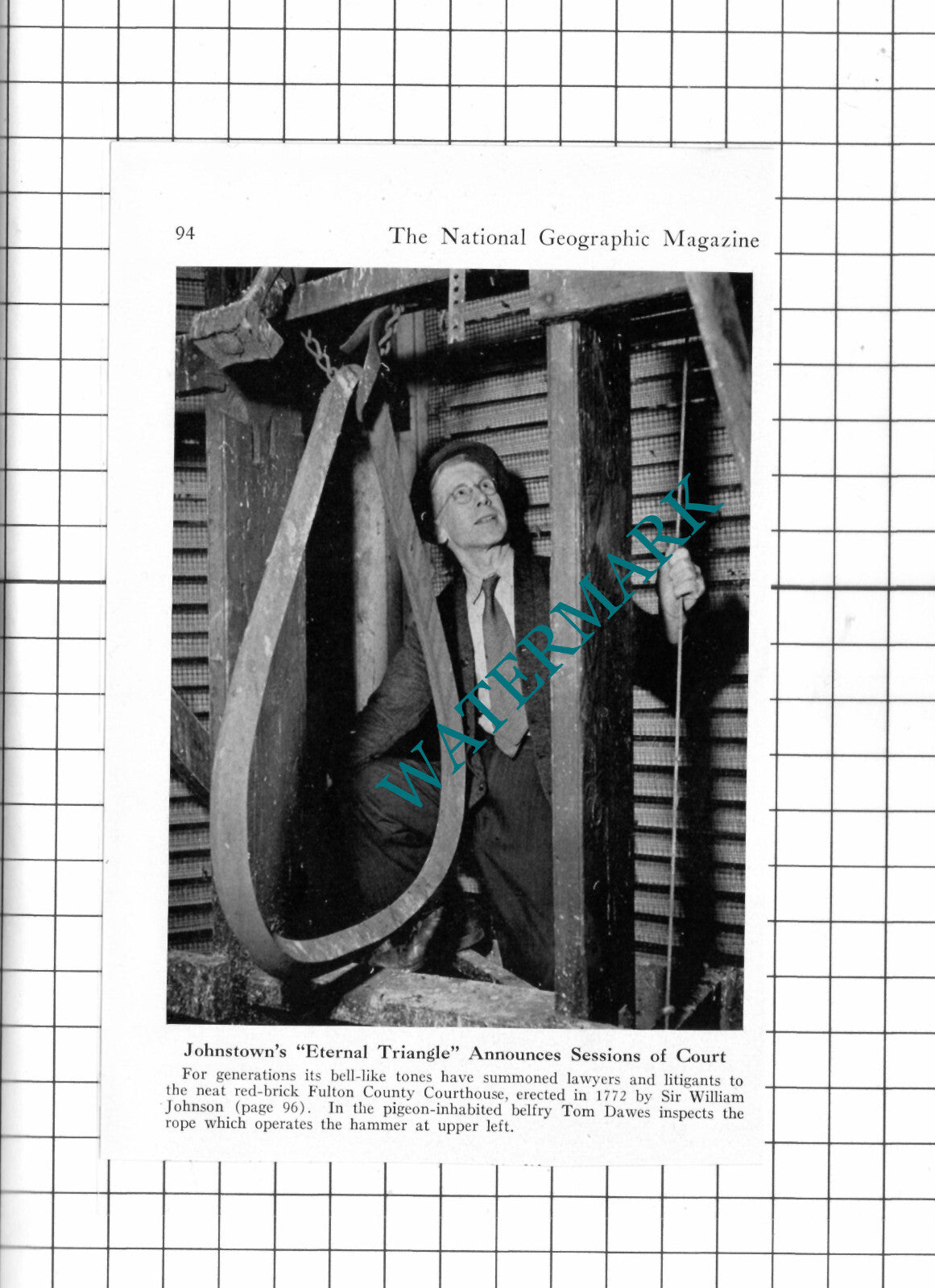 Johnstown Fulton County Courthouse New York USA Tom Dawes - 1947 Clipping