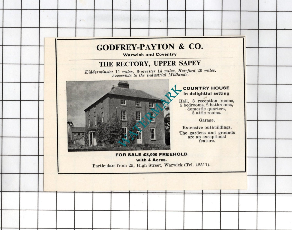 The Rectory Upper Sapey Herefordshire - 1967 SMALL House Sale Advert
