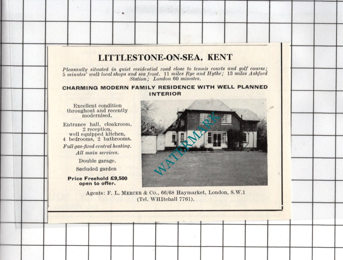 Littlestone-on-Sea Kent - Small House Sale Advert - 1967