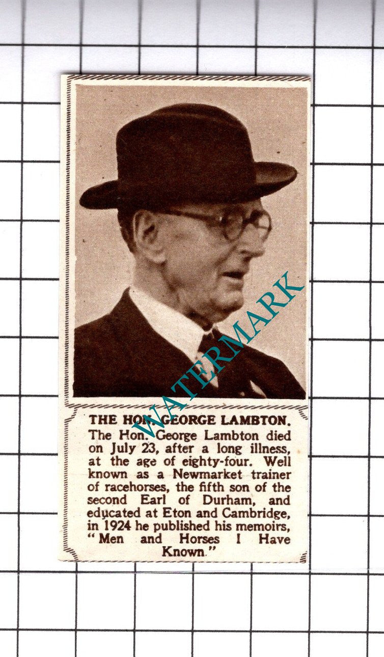 The Hon George Lambton Obituary - 1945 SMALL Cutting