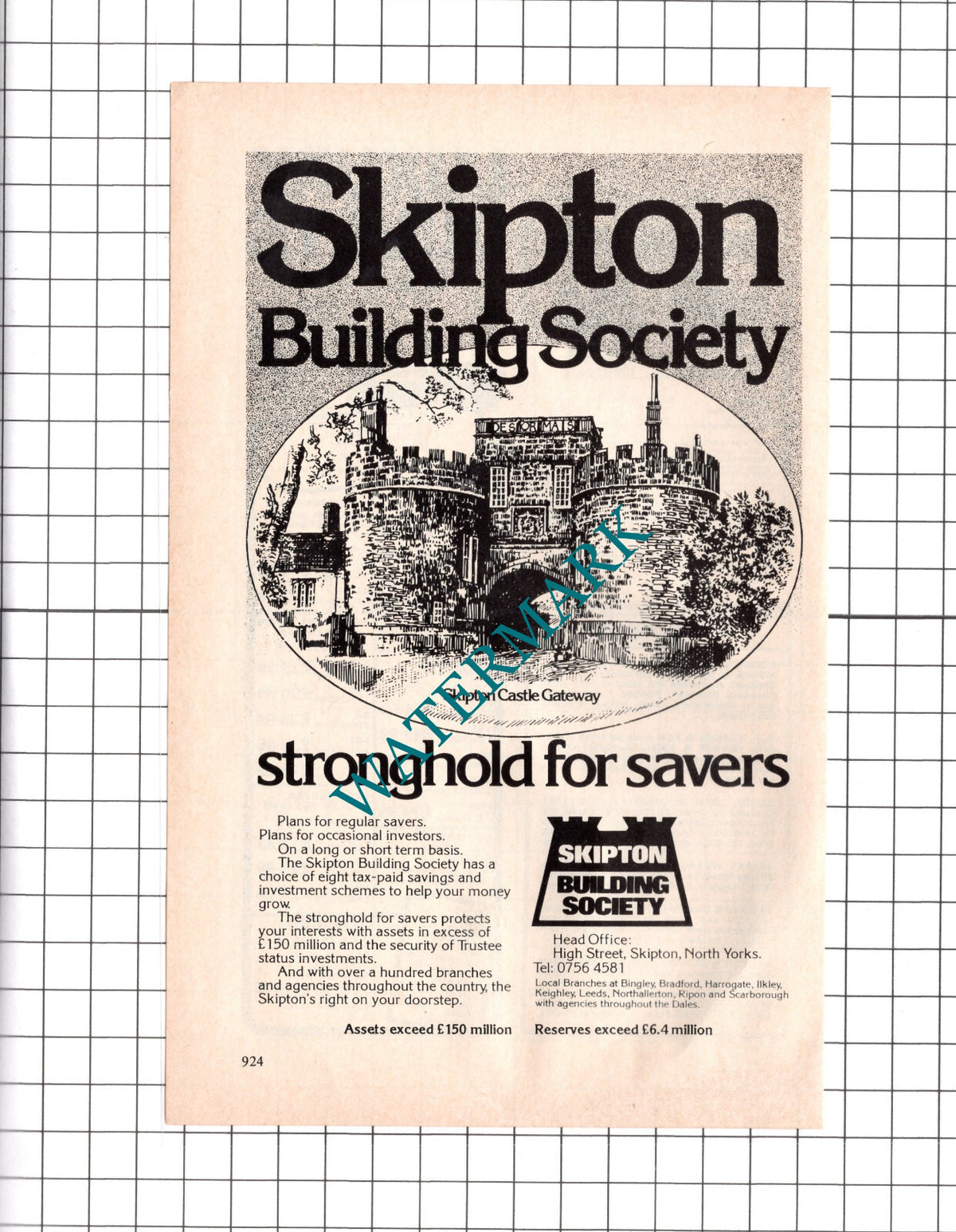 Skipton Building Society Skipton Castle Small Advert - 1978 Clipping / Print
