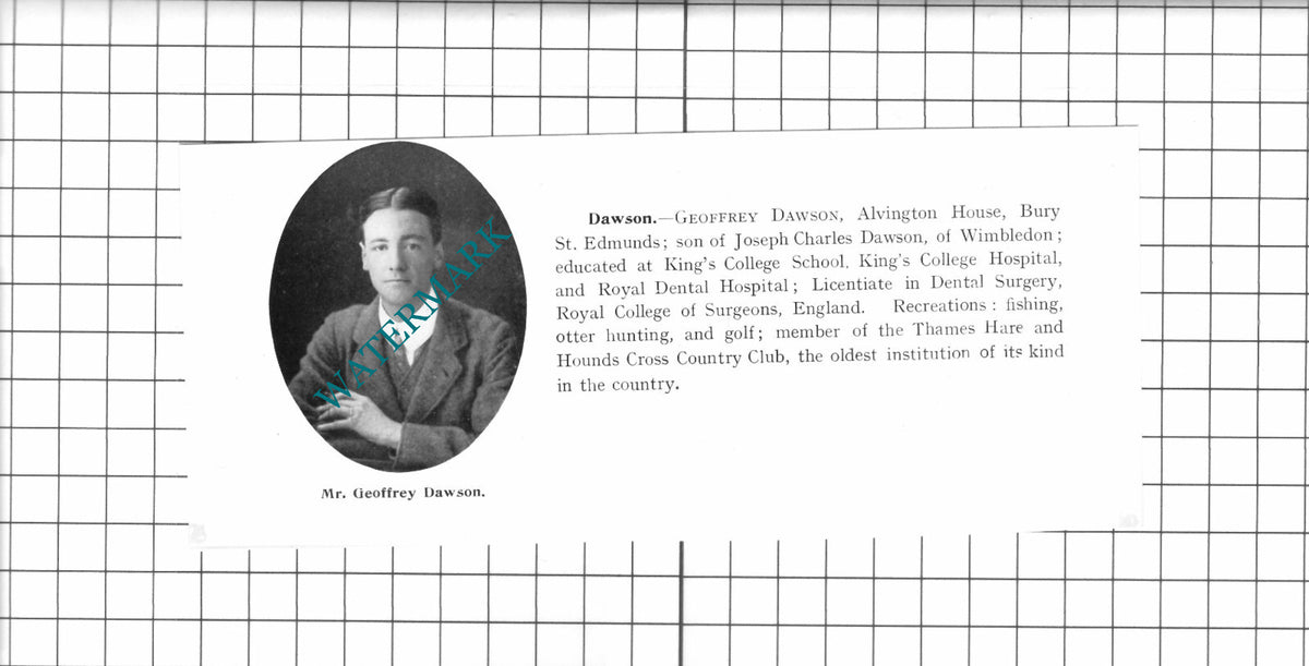 Geoffrey Dawson Alvington House Bury St Edmunds Suffolk - 1911 Clipping