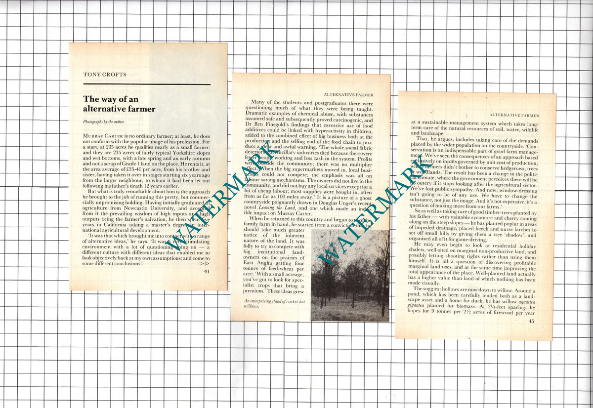 Murray Carter Yorkshire Farmer - 1986 Article