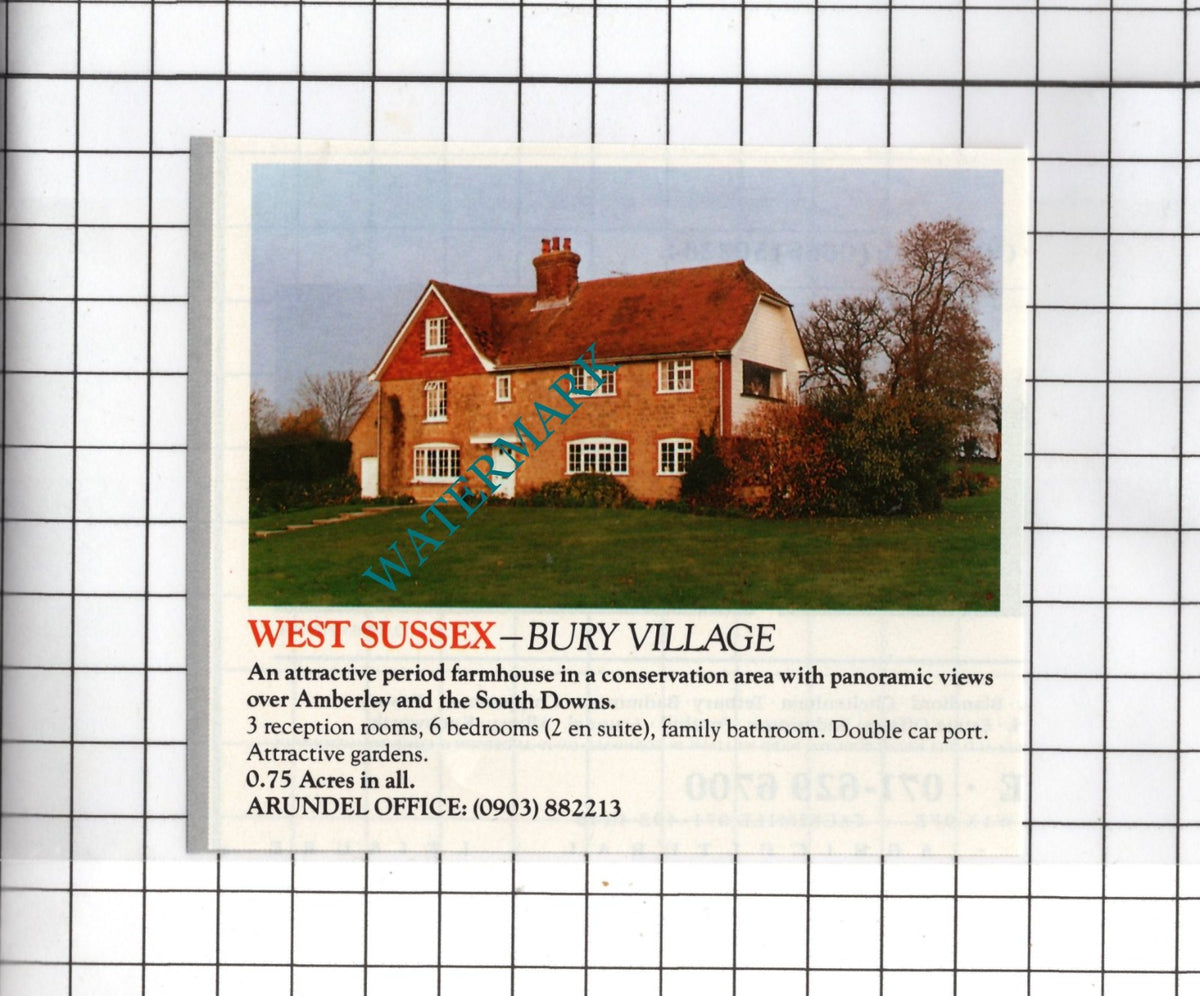 Bury Sussex - 1991 Small House Sale Advert