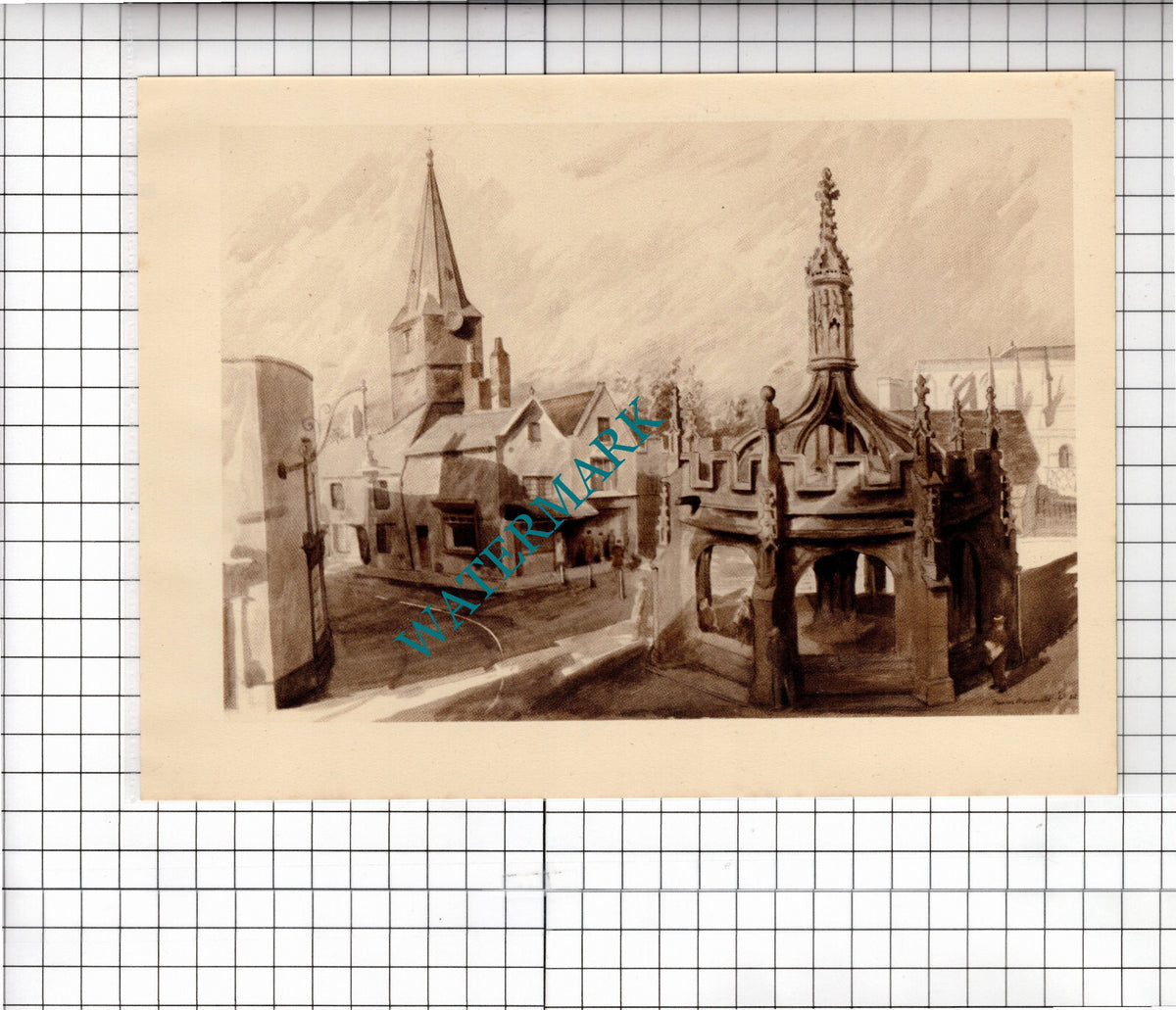 Market Cross Malmesbury Wiltshire Frances Macdonald- c.1949 Clipping / Print
