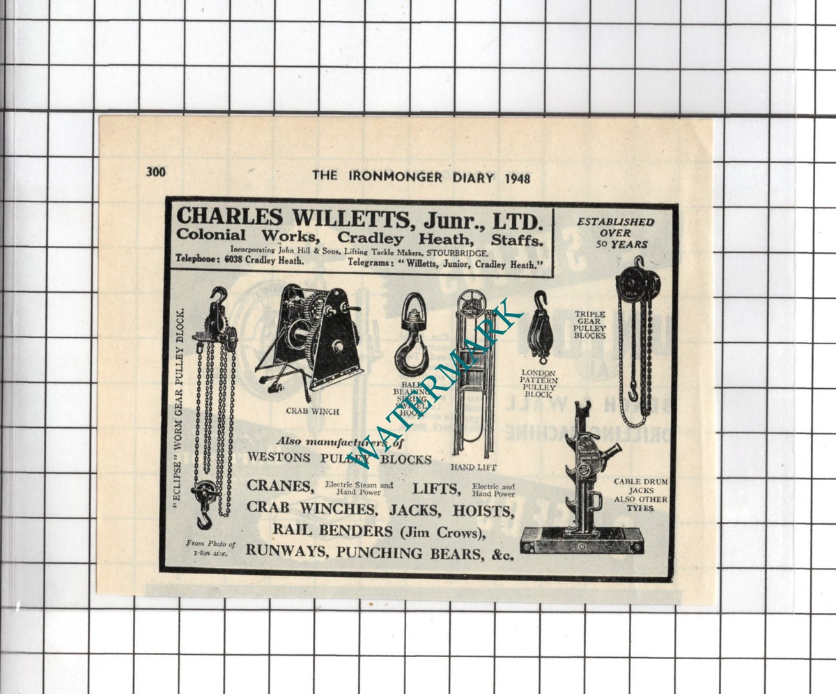 Charles Willetts Junr Ltd Cradley Heath Staffordshire - 1948 Small Advert