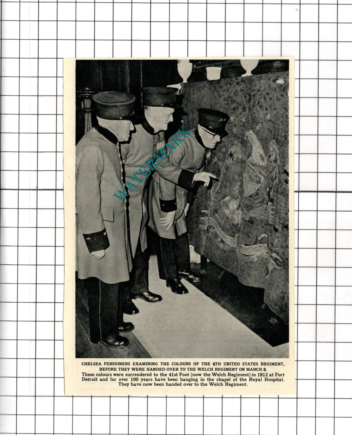Chelsea Pensioners 4th United States Regiment Welch Regiment - 1961 Cutting