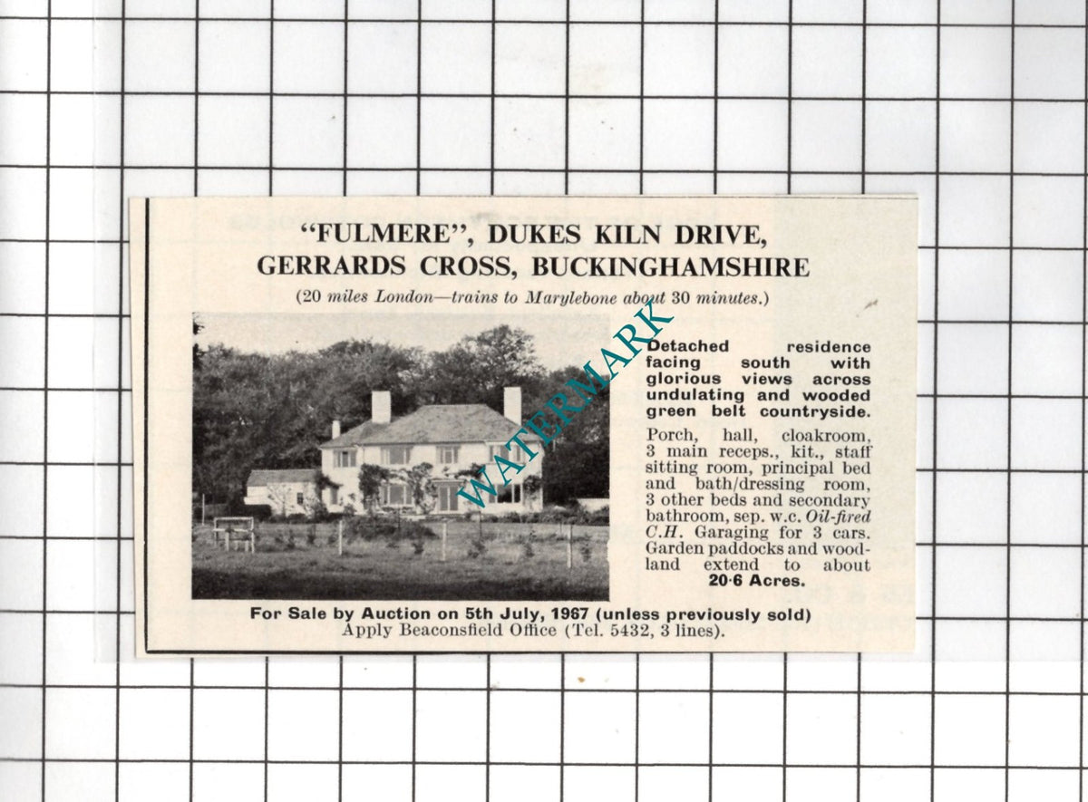 Fulmere Dukes Kiln Drive Gerrards Cross Bucks - 1967 House Sale Advert - Small