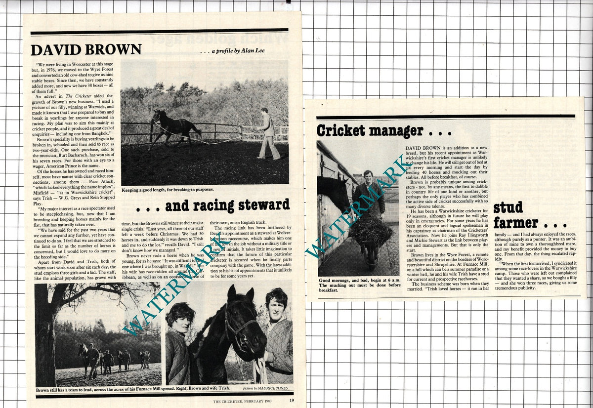 David Brown Cricket Manager - 1980 Article
