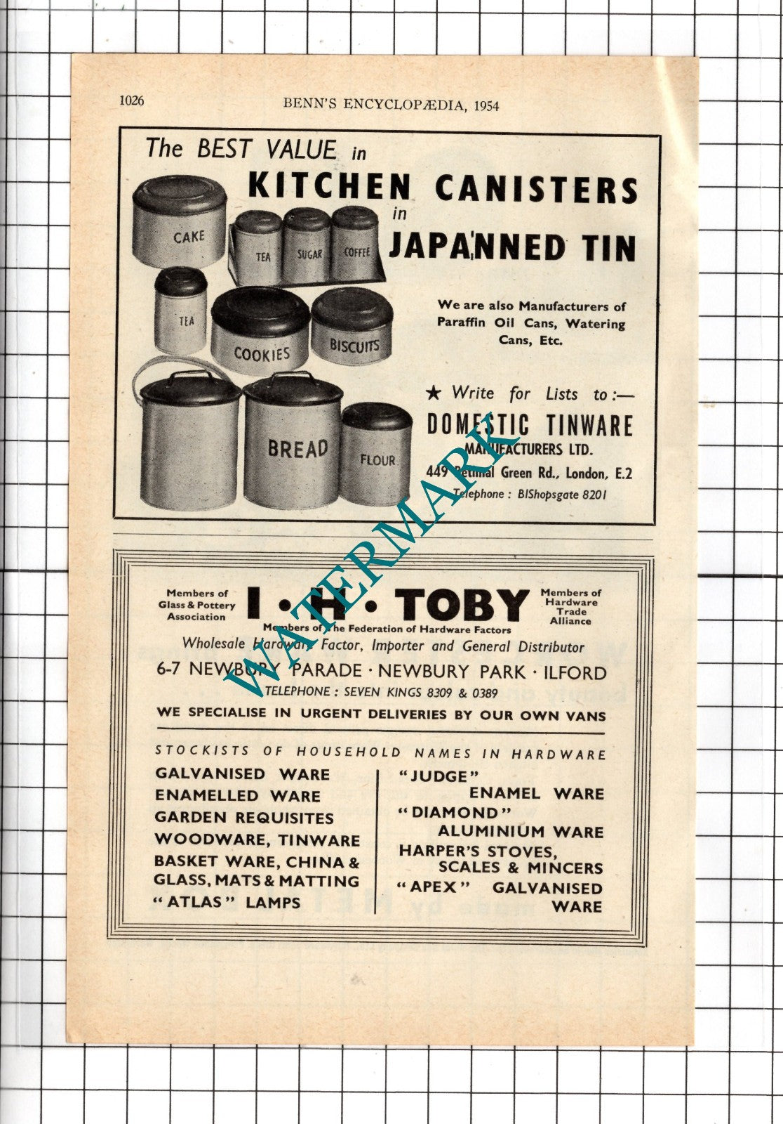 The Metal Box Company Ltd Worcester / I H Toby Ilford London - 1954 Advert