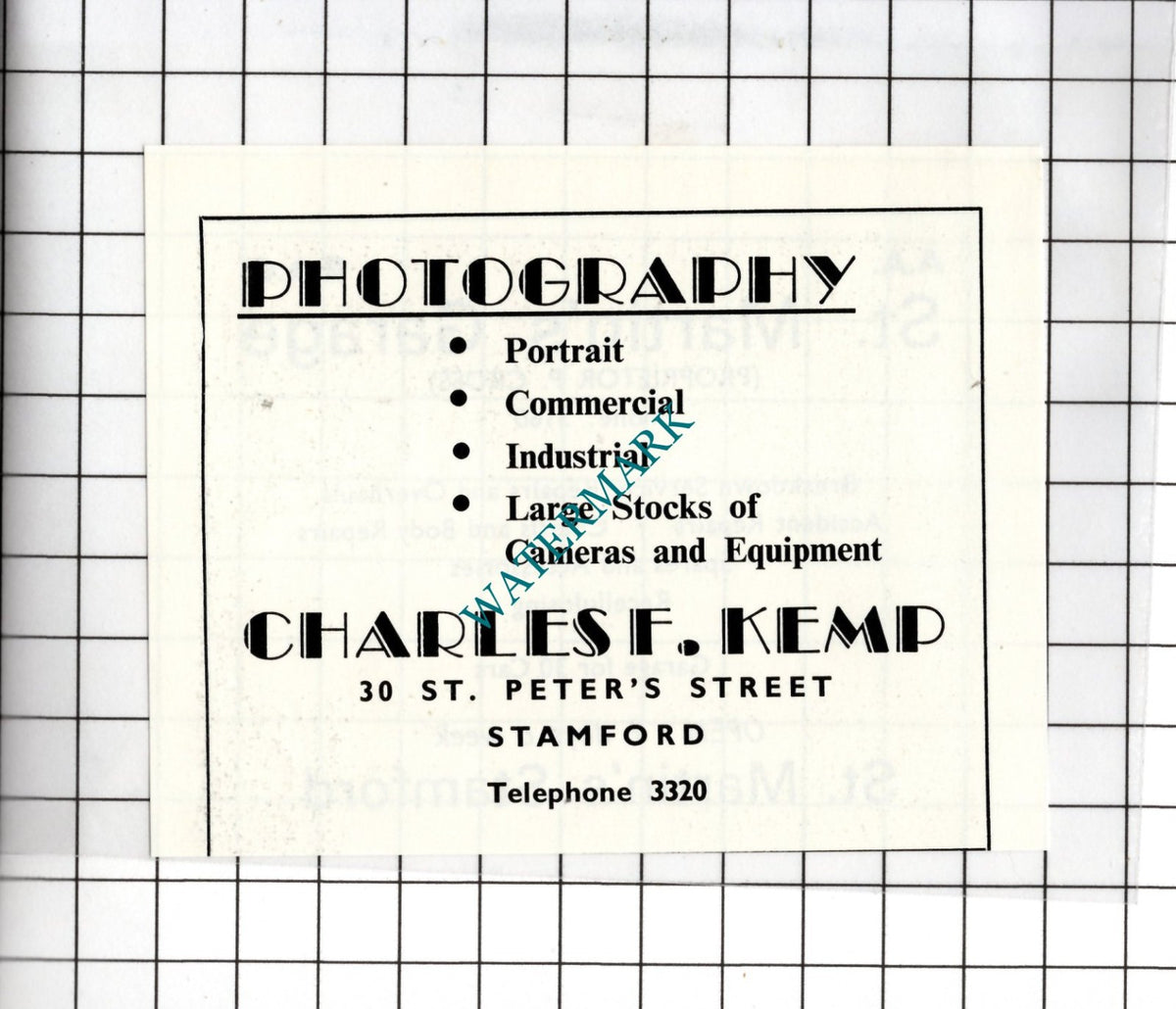 Charles F Kemp Photography Stamford Lincolnshire - 1974 SMALL Advert
