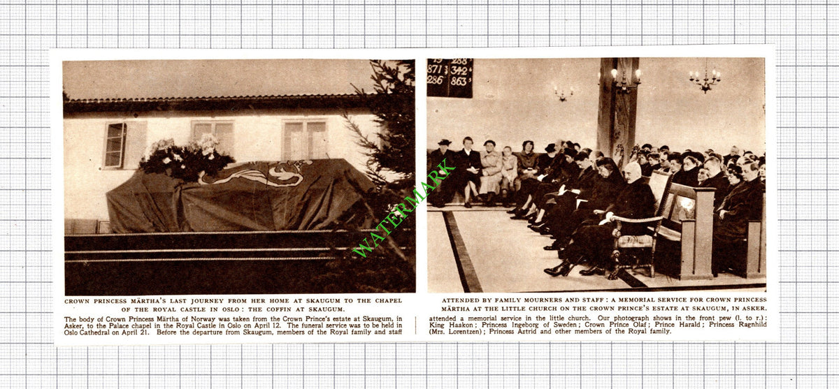 Crown Princess Martha Funeral Skaugum Asker Norway -1954 Cutting