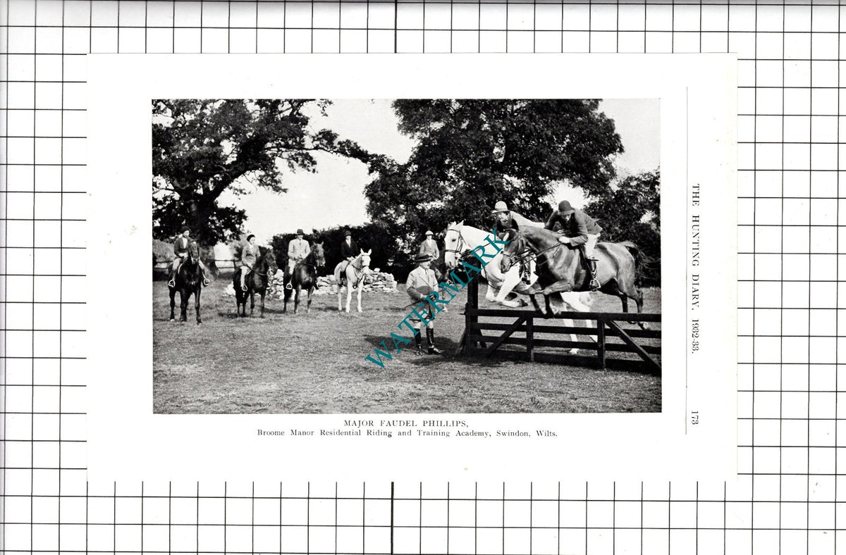 Major Faudel Phillips Broome Manor Riding Academy Swindon - 1932 Clipping