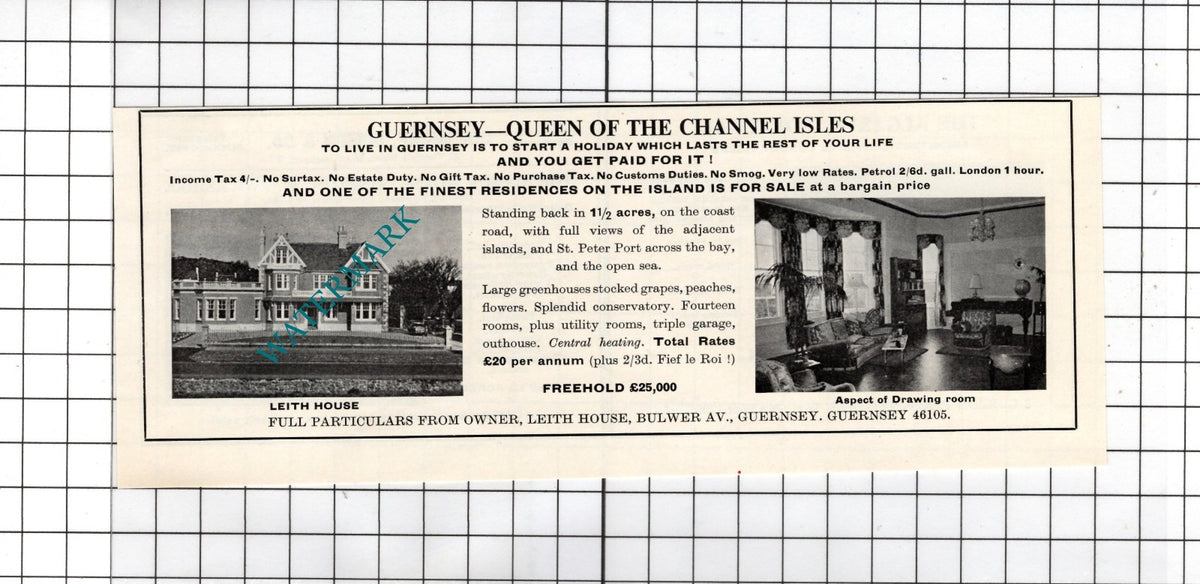 Leith House Guernsey - 1967 House Sale Advert
