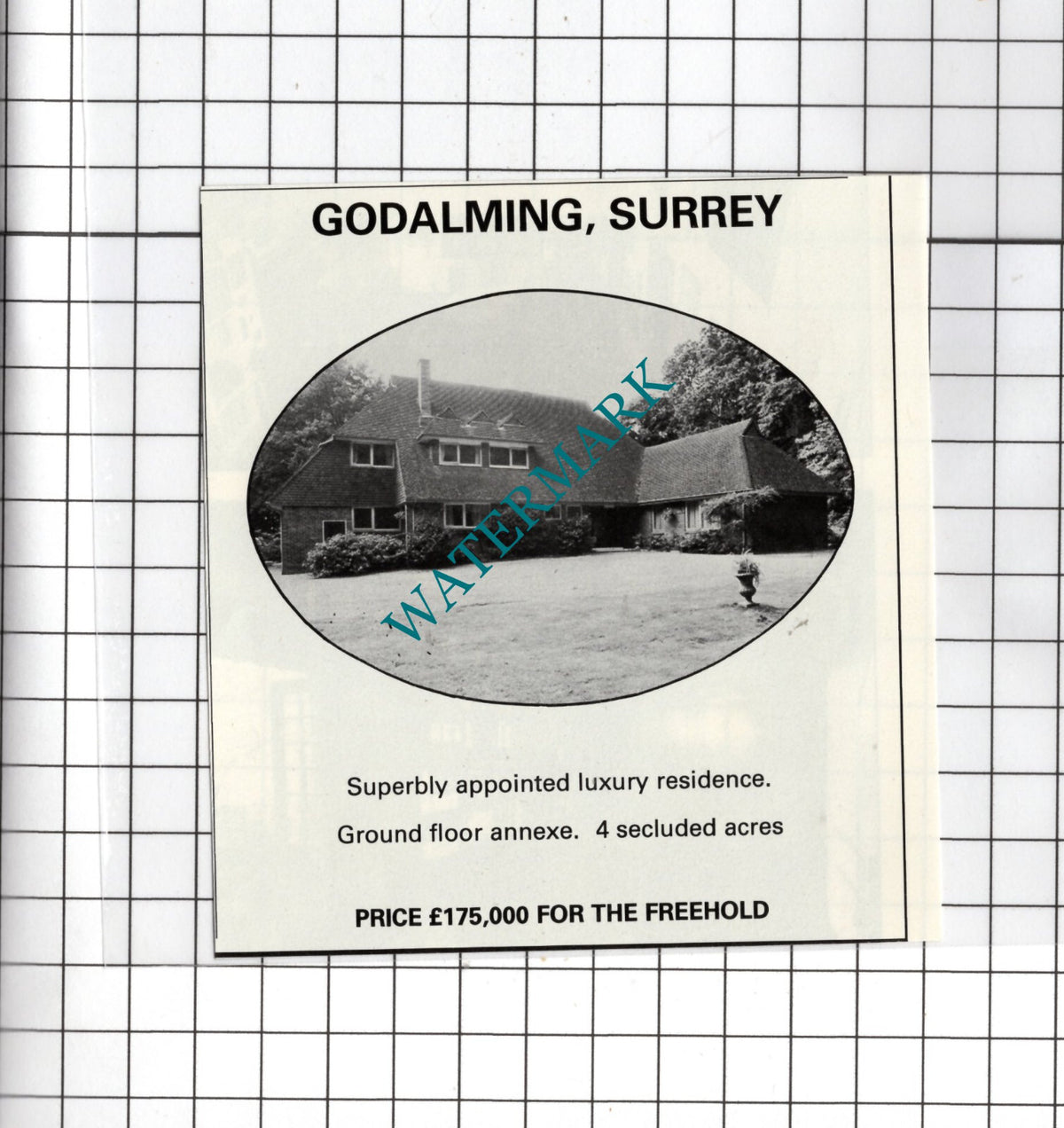 Godalming Surrey - 1980 House Sale Advert