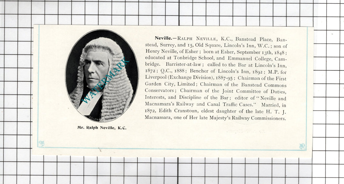 John Watson Moyses Elton Stockton / Ralph Neville Esher Surrey- c.1905 Clipping