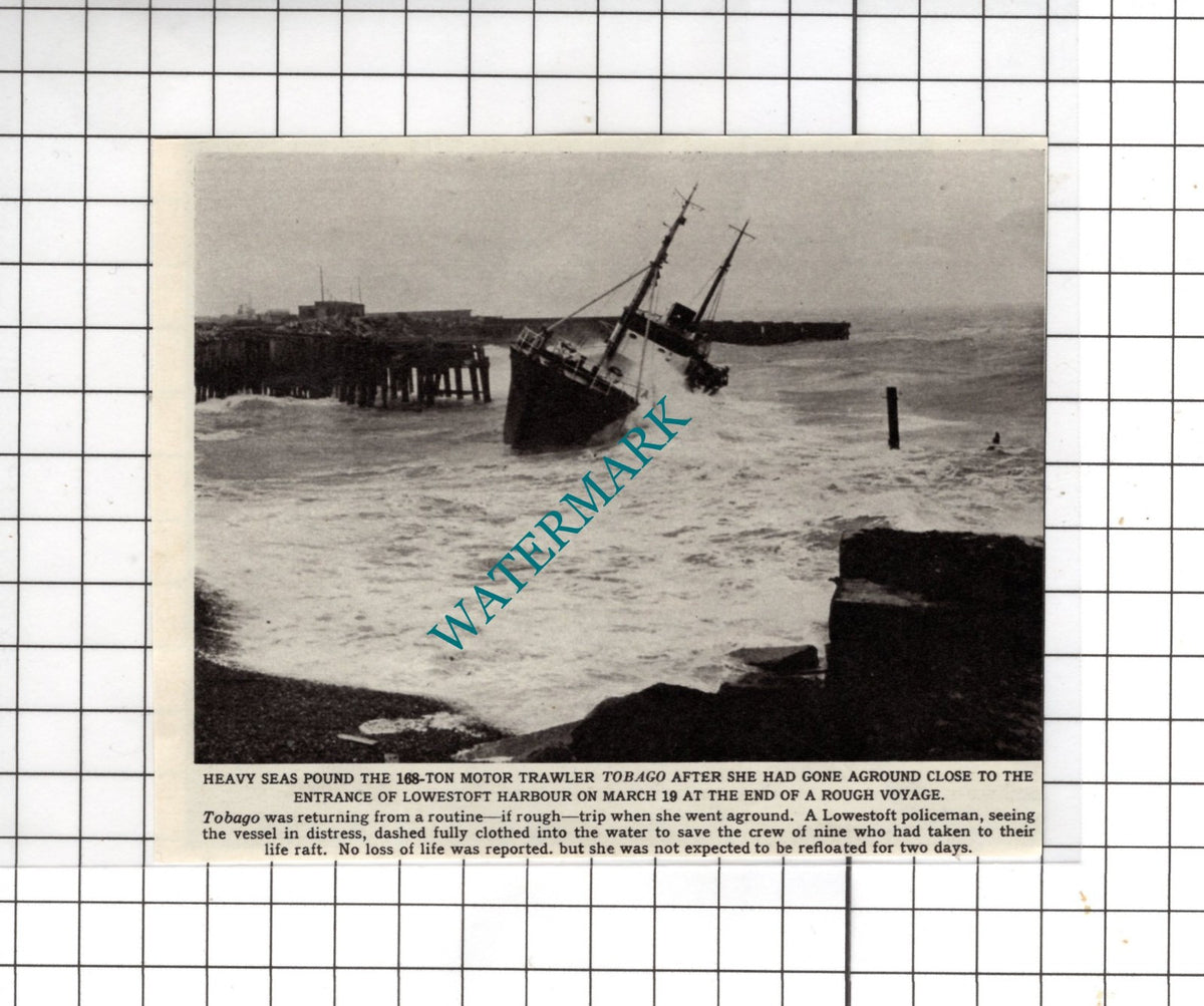 Motor Trawler Ship Boat TOBAGO Lowestoft - 1964 Small Clipping