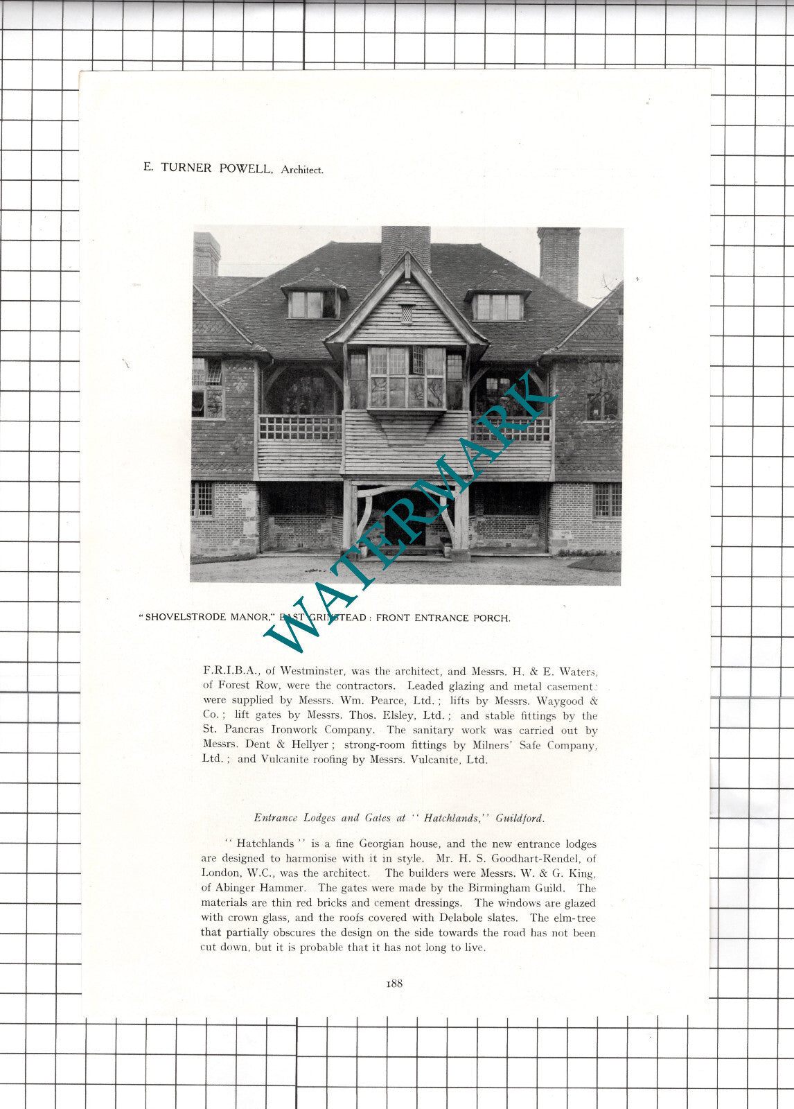 Shovelstrode Manor East Grinstead E Turner Powell Architect -1911 Article/Print