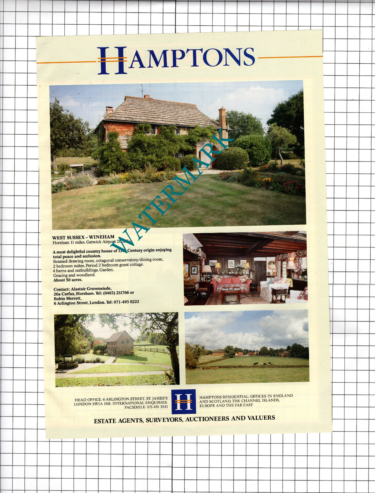 Wineham West Sussex House Sale Advert - 1991 Cutting