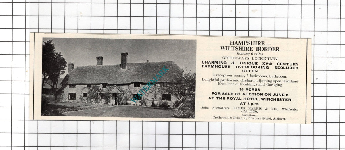 Greenways Lockerley Hampshire - House Sale Advert - 1967