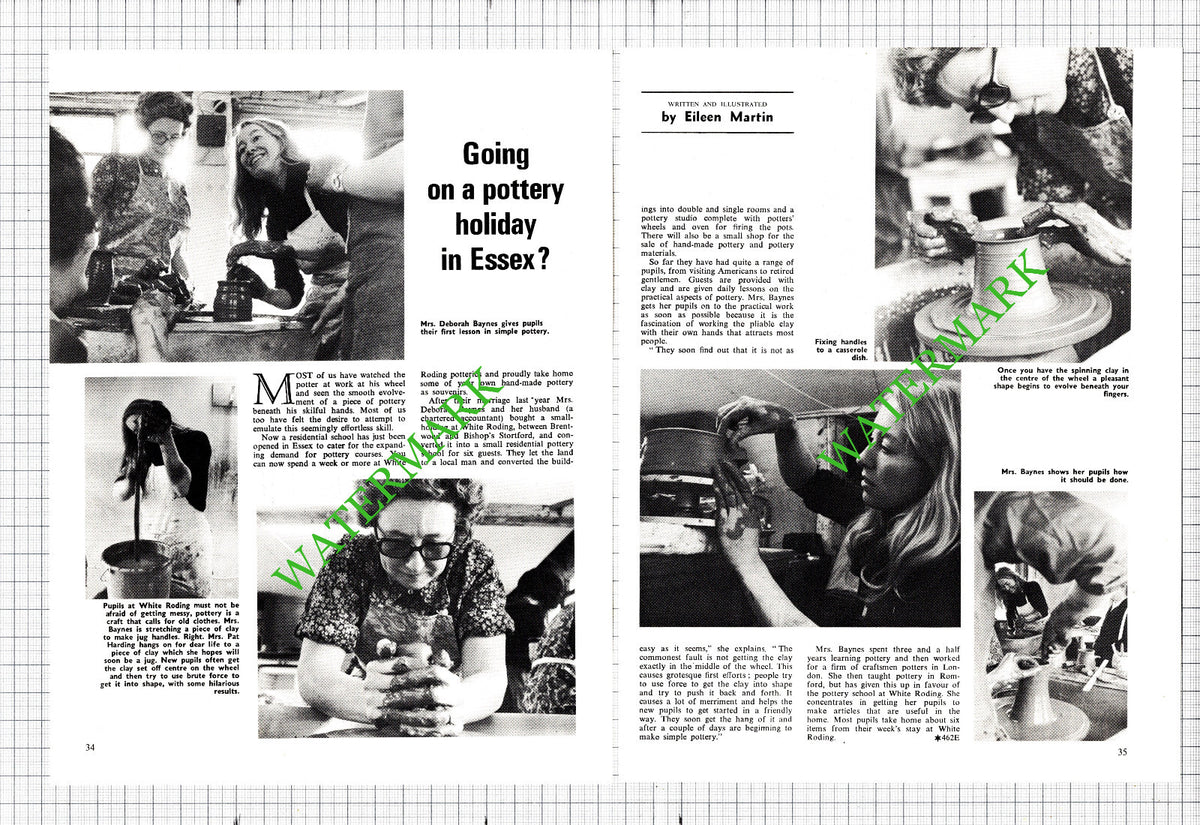 White Roding Pottery Course Essex Mrs Deborah Baynes Pat Harding - 1972 Article