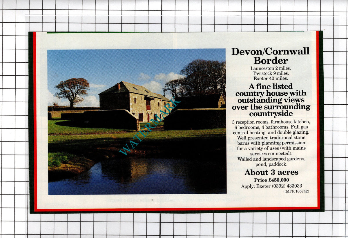 Launceston Devon House Sale Advert - 1991 Cutting