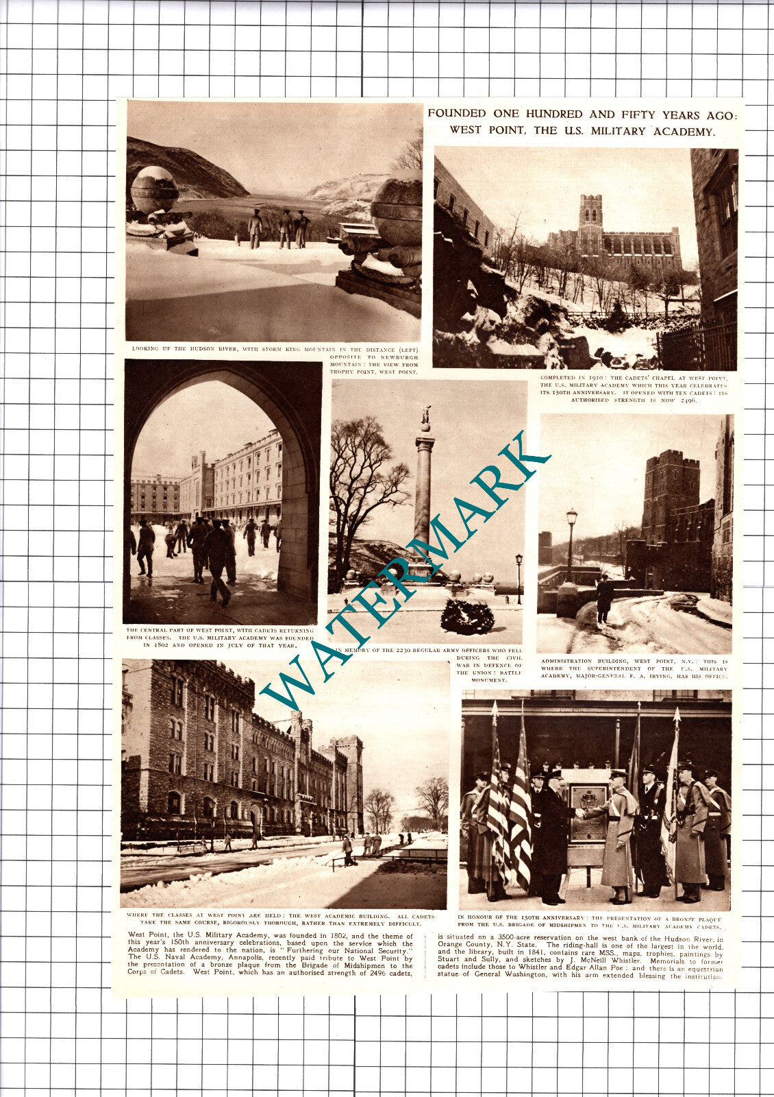 West Point US Military Academy - 1952 Cutting / Print