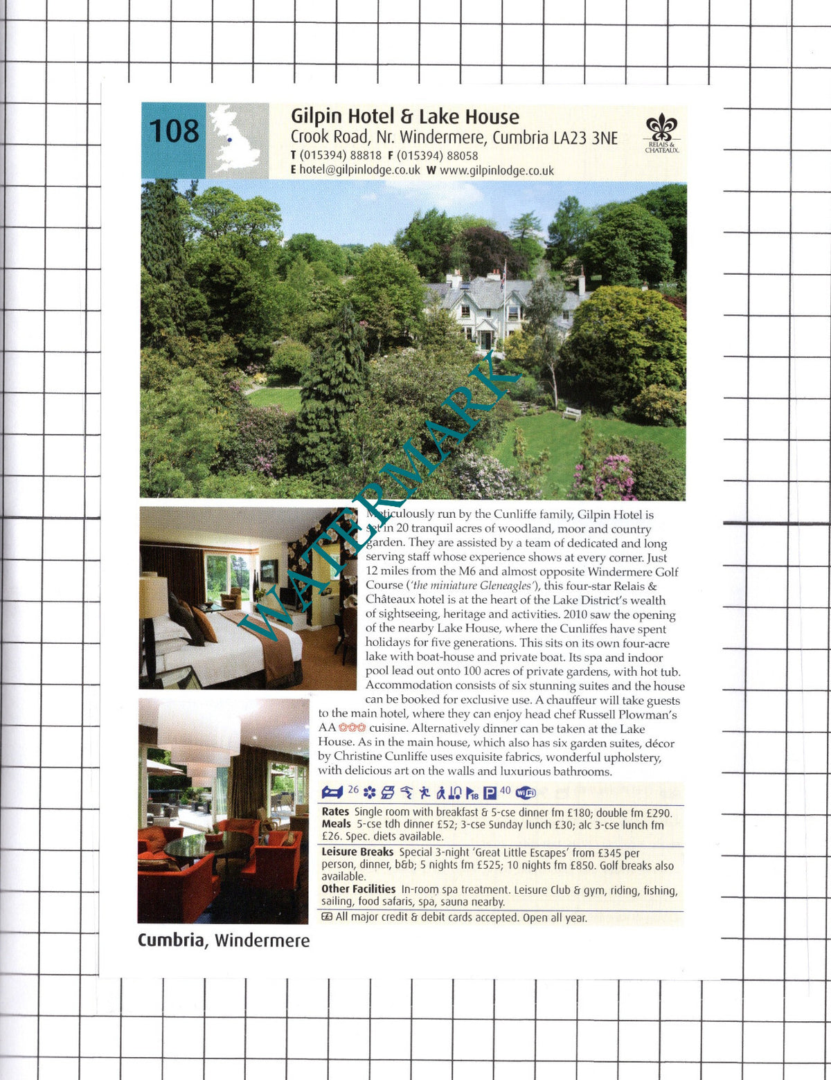 Cedar Manor Hotel Windermere / Gilpin Hotel Windermere - 2011 Advert