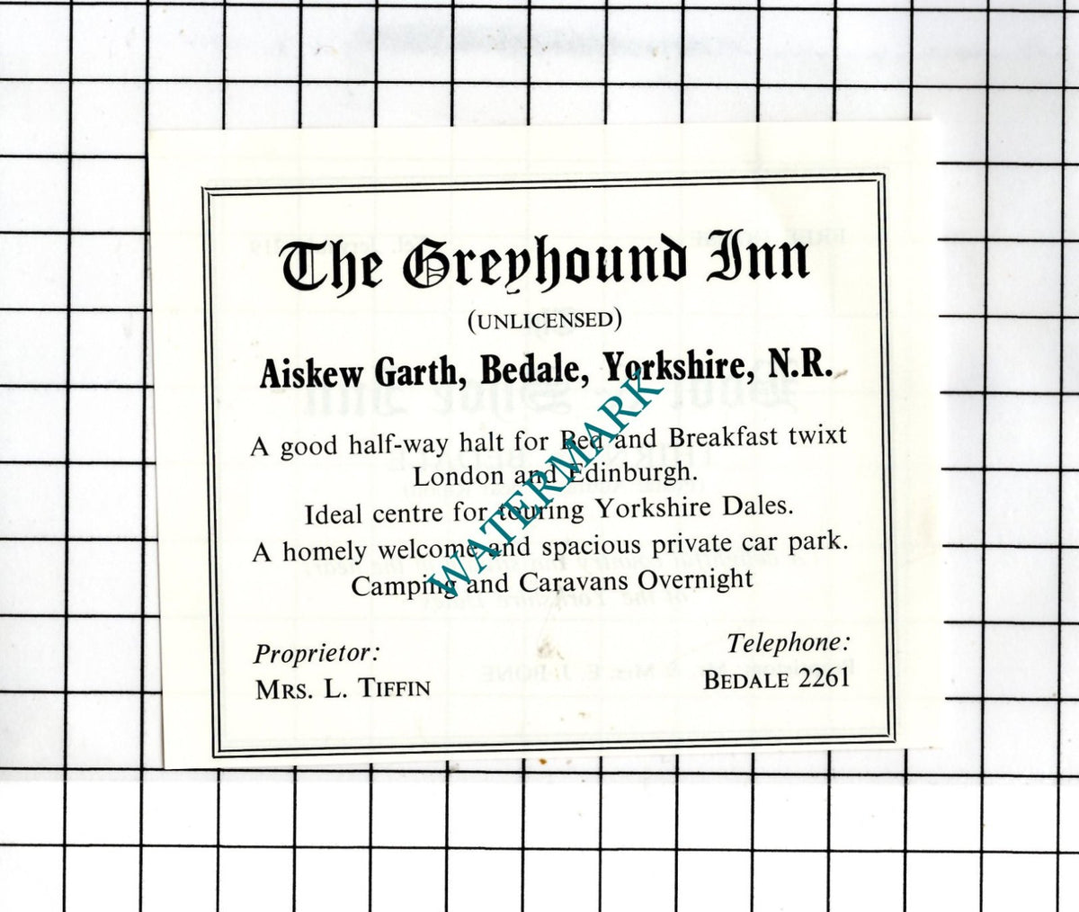 The Boot & Shoe Inn Thirn Yorkshire / Greyhound Inn Bedale -c.1968 Small Advert