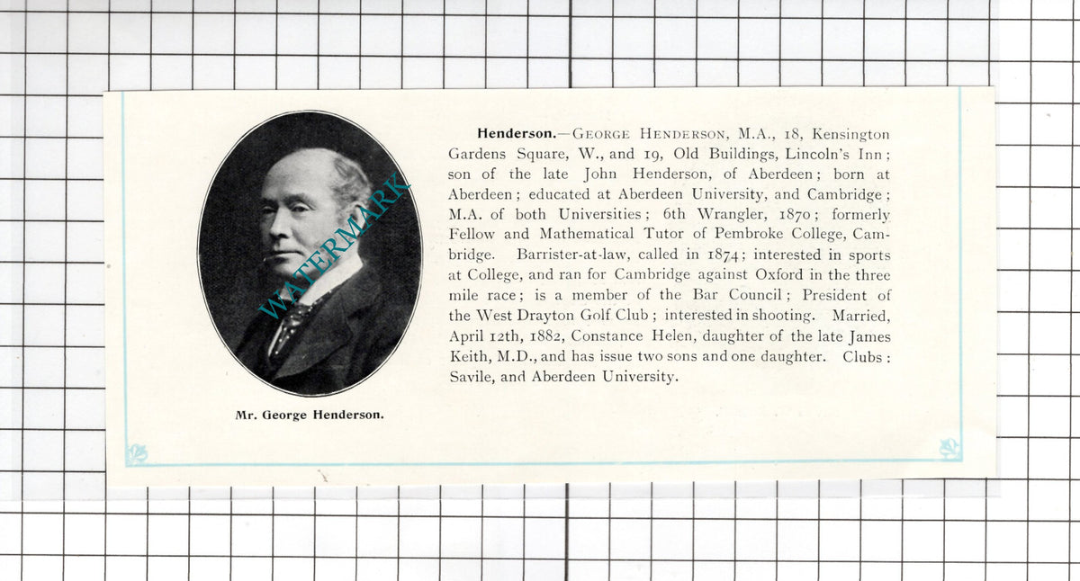 Edward William Hansell Oxford / George Henderson Aberdeen - c.1905 Clipping