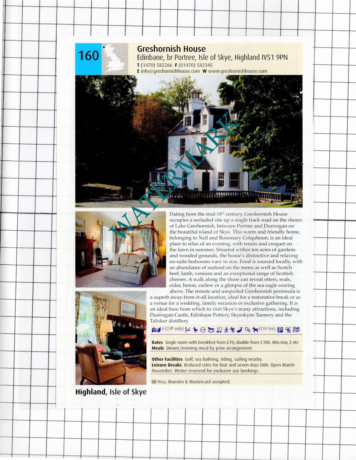 Flodigarry Hotel Staffin Skye / Greshornish House Edinbane Skye -2011 Advert