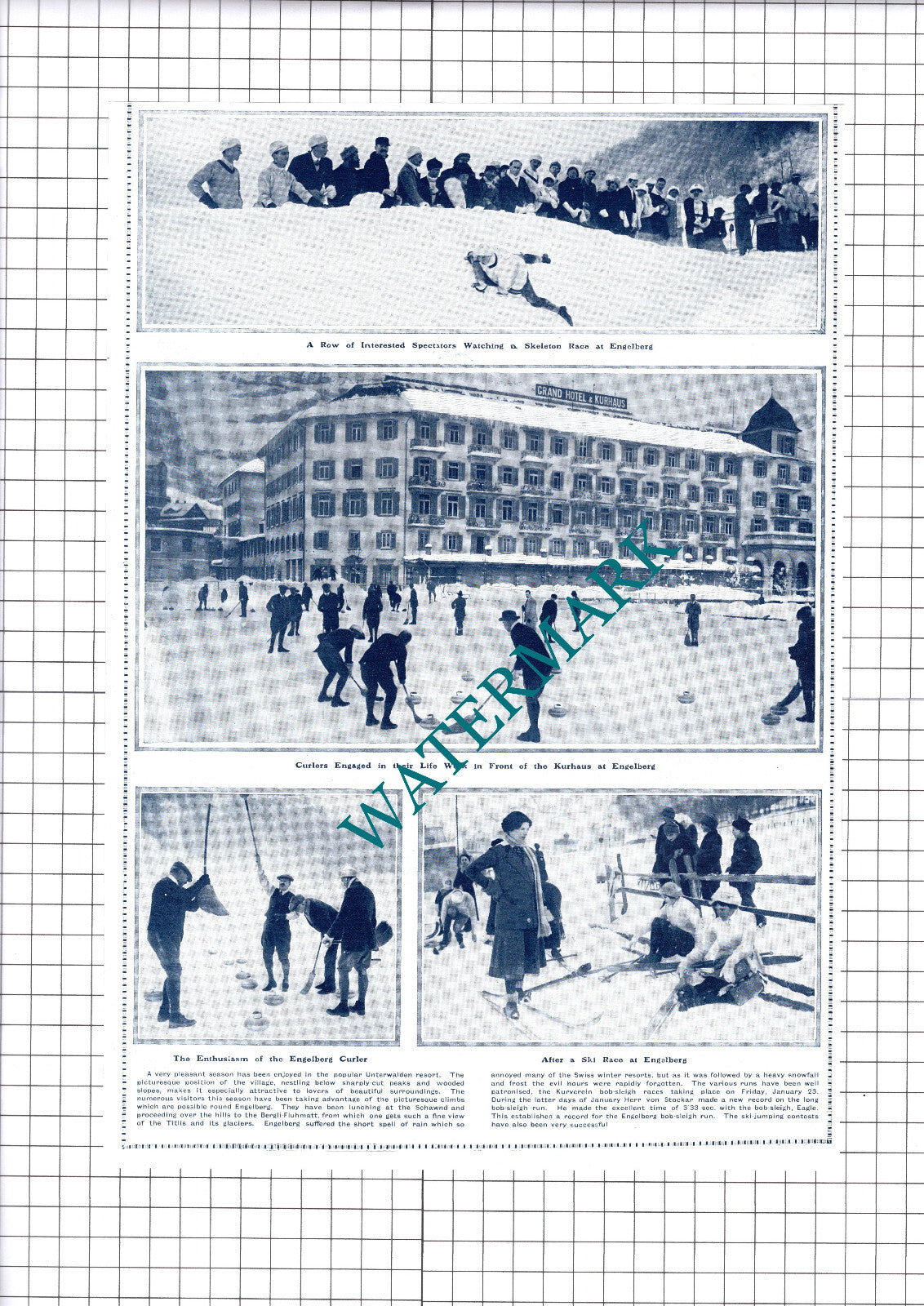 Engelberg Switzerland Kurhaus Hotel - 1914 Clipping / Print